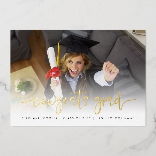 Photo Félicats Grad 2022 Faire-part Gold Foil (Recto)
