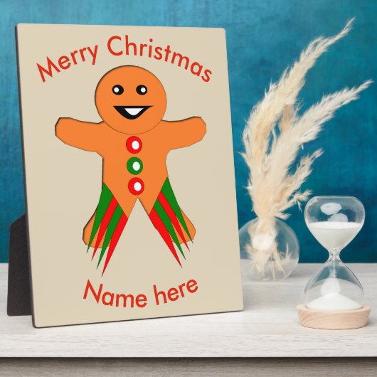 Photo Fête de Noël Gingerbread Homme Custom Plaque (Côté)