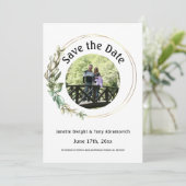 Photo feuilles verts Sauvez la date Invitation (Debout devant)