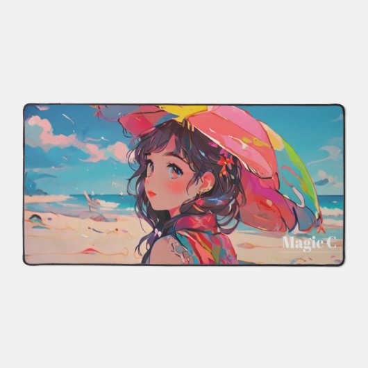 Photo Fille Colorée Sur La Plage (Recto)