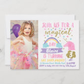 Photo Filles Aquarelle Unicorne Invitation Anniver (Devant)