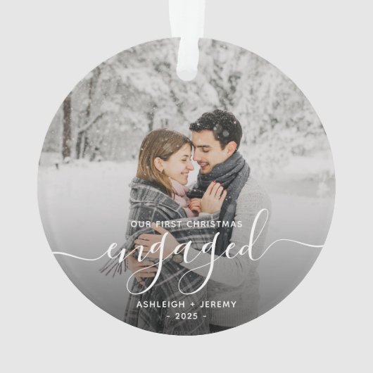 Photo First Christmas Engagé White Script (dos)