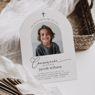 Photo First Communion Boy Arch Invitation