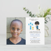 PHOTO First Holy Communion Invitations Black BOY (Debout devant)