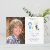 PHOTO First Holy Communion Invitations BLONDE BOY (Debout devant)