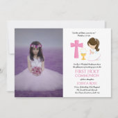 PHOTO First Holy Communion Invitations Girl BRUNET (Devant)