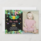 Photo Flamant rose d'ananas noir Invitations d'ann (Devant)