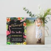 Photo Flamant rose vert noir Invitations d'anniver (Debout devant)
