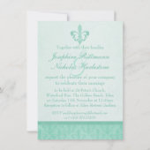 Photo Fleur De Lis style menthe faire-part de mari (Dos)