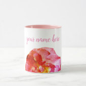 Photo Fleur rose, Ajouter votre nom Combo Mug (Centre)