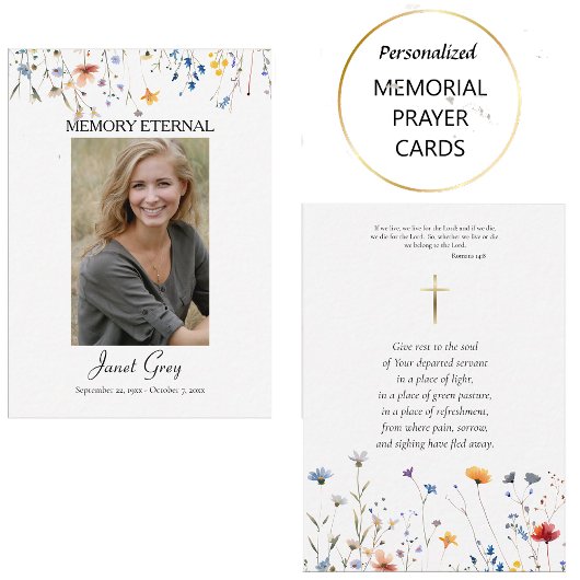 Photo fleur sauvage Carte de prière funéraire orth