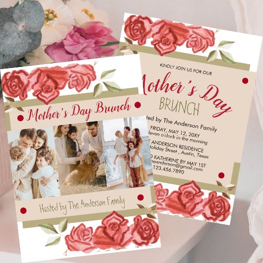 Photo Floral Modern Mothers Day Brunch Invitations