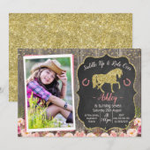 Photo Floral Parties scintillant Horse Invitation (Devant / Derrière)