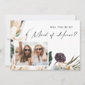 Photo Florale Blanche Maid Of Honor Carte De Propo (Devant)