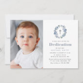 photo florale bleue Dedication invitation (Devant)