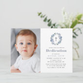 photo florale bleue Dedication invitation (Debout devant)