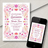 Photo florale colorée Quinceanera Invitation