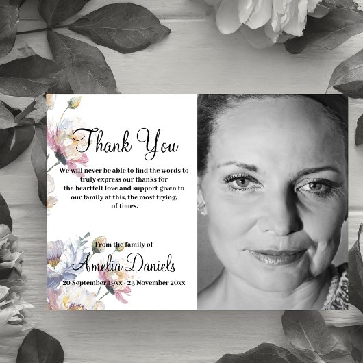 Photo Florale D'Été En Mémoire Carte de remercieme
