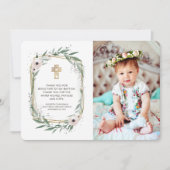 Photo florale géométrique Merci de baptême croisé (Devant)