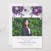 Photo florale mauve tendance Invitations de gradua (Devant)