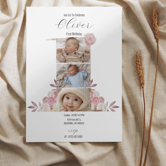 Photo florale minime Invitation d'anniversaire