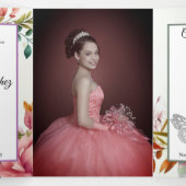 Photo Florale Quinceanera Triplé Invitation (Intérieur au milieu)