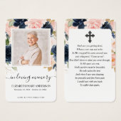 Photo florale rose de la marine Prière funéraire e (Devant & derrière)