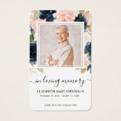 Photo florale rose de la marine Prière funéraire e (Devant)