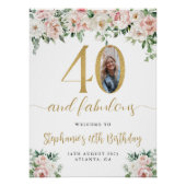 Photo florale rose pâle 40e Affiche de bienvenue d (Devant)