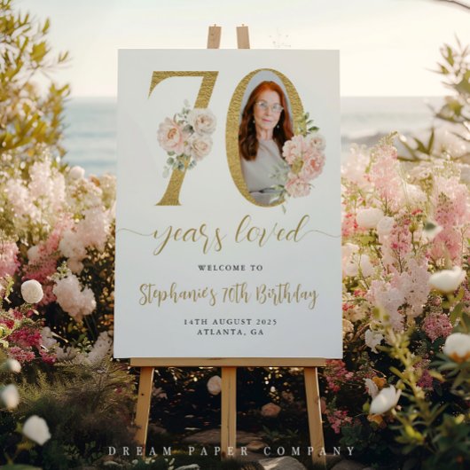 Photo florale rose pâle 70e Affiche de bienvenue d