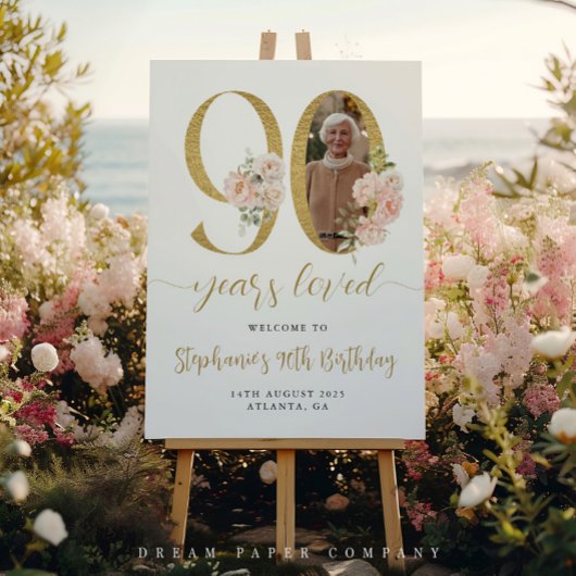 Photo florale rose pâle 90e Affiche de bienvenue d