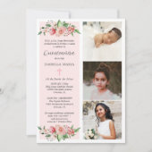 Photo Florale rose Quinceañera Invitation Espagnol (Devant)