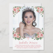 Photo Florale rose Quinceañera Invitation Espagnol (Dos)