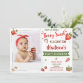 Photo Fraise anniversaire invitation 1er anniversa (Debout devant)