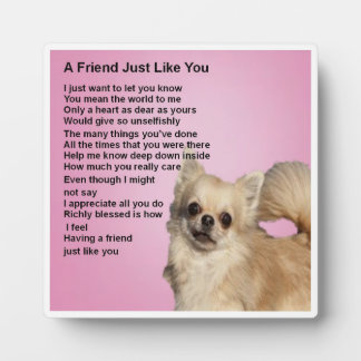 Photo Friend Poem Plaque - Chihuahua chien Design