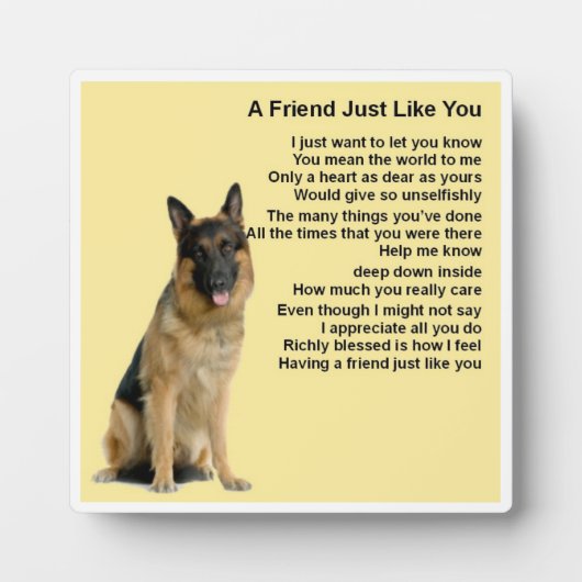 Photo Friend Poem Plaque - German Shepherd Dog Design (Devant)