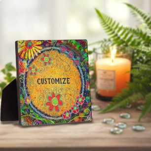 Photo Fun Floral Jaune Whimsical UN MOT Plaque