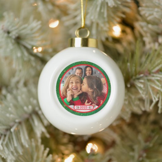 Photo Fun Stomping Reindeers  Keramische Bal Ornament (Boom)