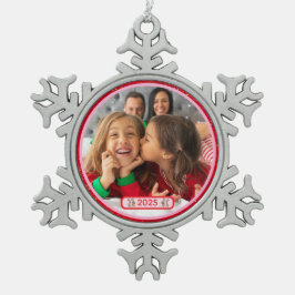 Photo Fun Stomping Reindeers  Tin Sneeuwvlok Ornament