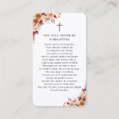 Photo Funéraire Carte de prière Florale (Dos)