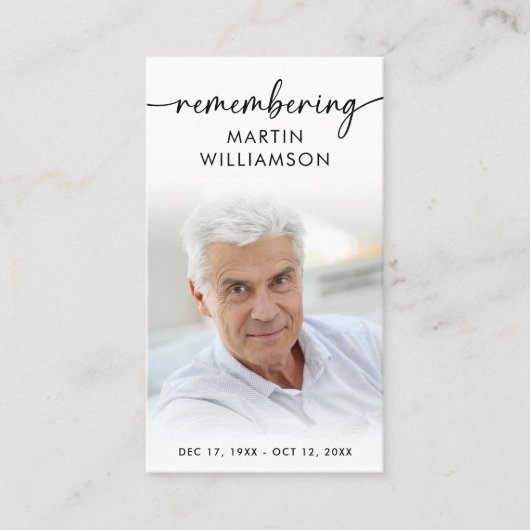 Photo funéraire simple en souvenir du nom Carte de (Devant)
