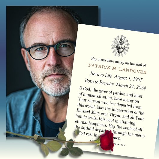 Photo Funeral Memorial Catholic Prayer Card