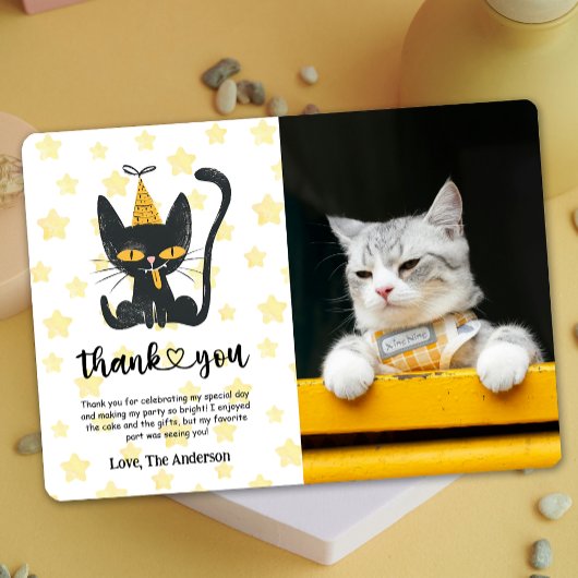 Photo Funny Chat noir Carte de remerciements d'ann