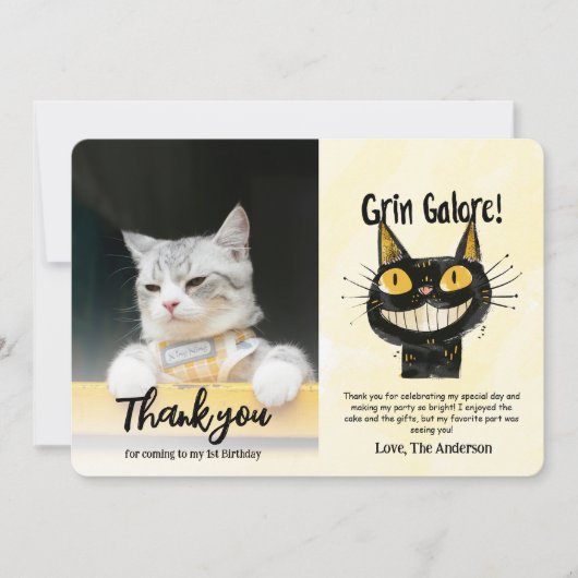 Photo Funny Chat noir Carte de remerciements d'ann (Devant)