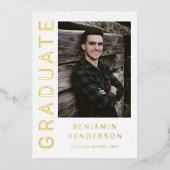 Photo Garçon moderne Faire-part de graduation Gold (Recto)