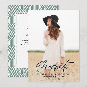 Photo géométrique sauge vert graduation invitation