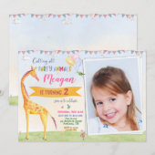 Photo Giraffe invitation anniversaire Safari jungl (Devant / Derrière)