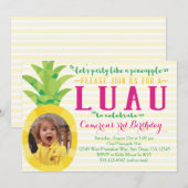 Photo Girl Luau Anniaphe Invitation d'anniversaire (Devant / Derrière)