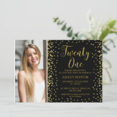 Photo Gold Black 21e anniversaire Invitation (Debout devant)