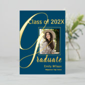 Photo Gold Cute Blue 2024 Faire-part aux diplômés (Debout devant)